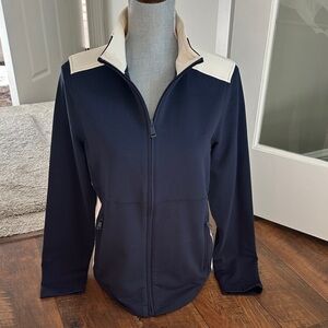 LAUREN RALPH LAUREN Navy Blue/Cream Full Zip Jacket